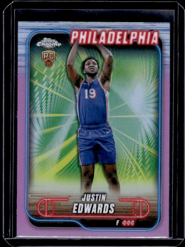 2024-25 Topps Chrome #161 Justin Edwards Pink Refractor