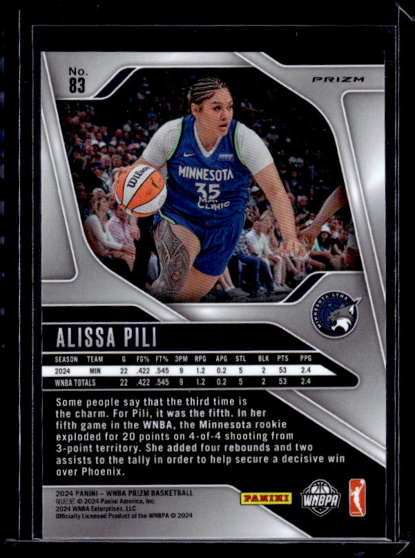 2024 Panini Prizm WNBA #83 Alissa Pili Ice Orange Prizms