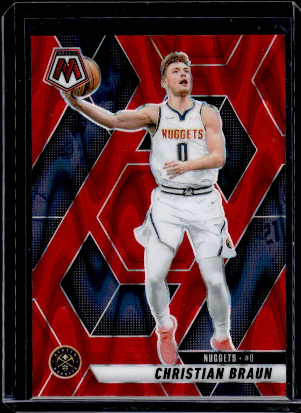 2024-25 Panini Mosaic #141 Christian Braun Red Seismic Mosaic #/299