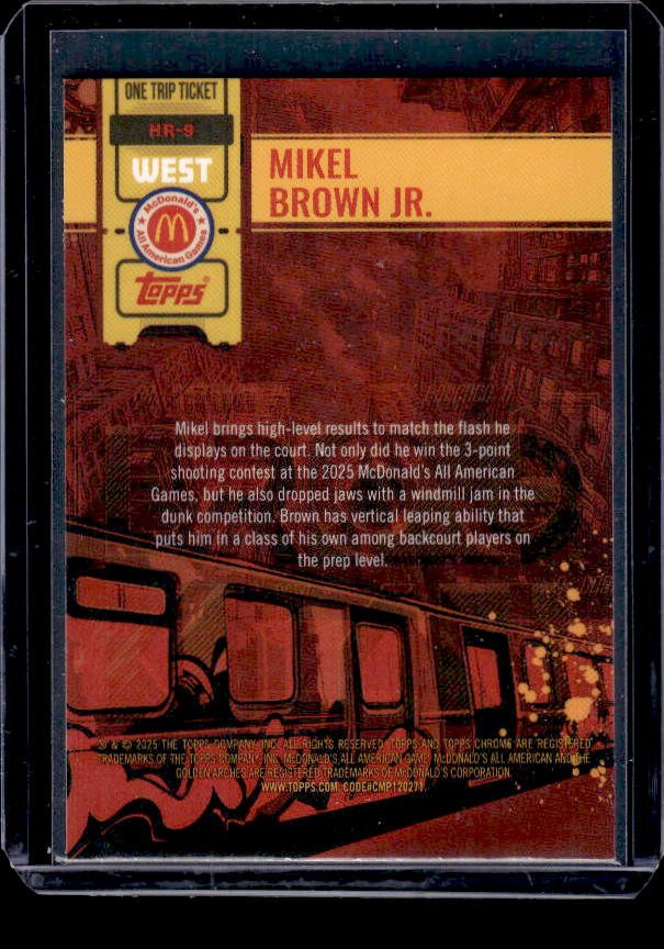 2025 Topps Chrome All-American #HR-9 Mikel Brown Jr. RayWave