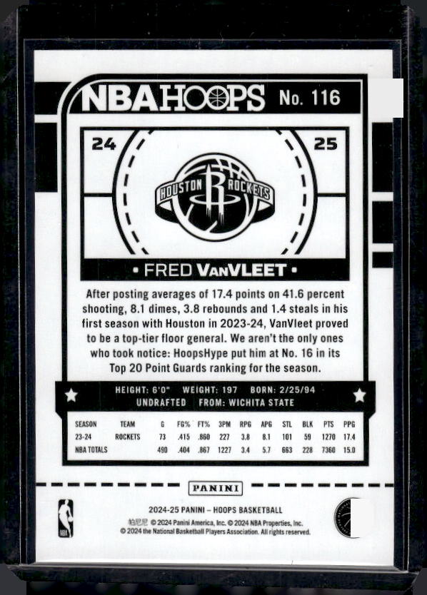 2024-25 Hoops #116 Fred VanVleet Silver #/199