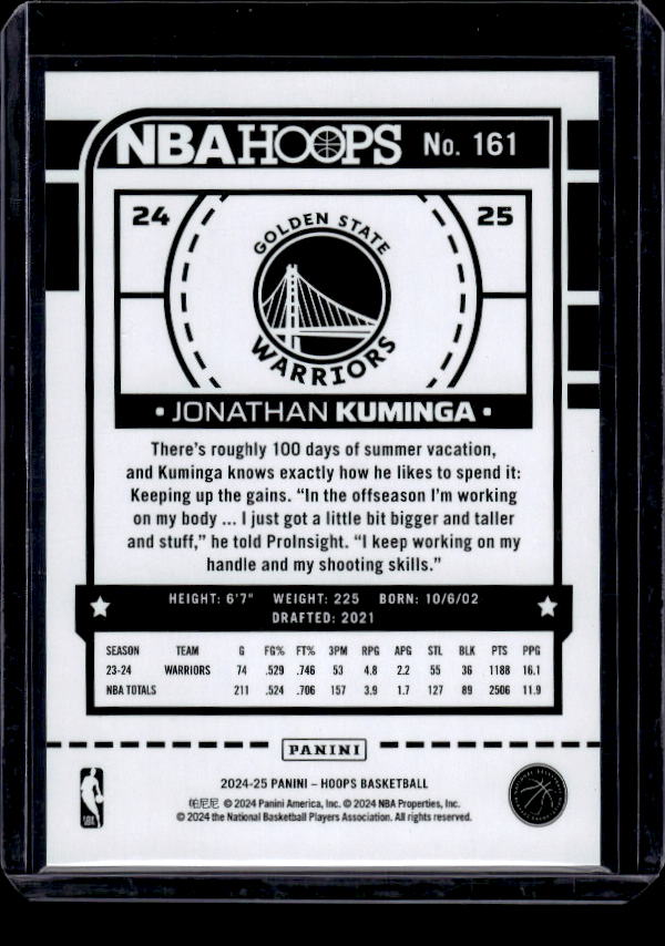 2024-25 Hoops #161 Jonathan Kuminga Silver #/199