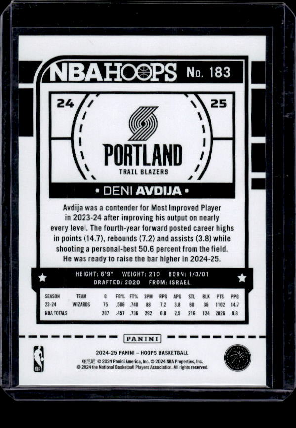 2024-25 Hoops #183 Deni Avdija Silver #/199