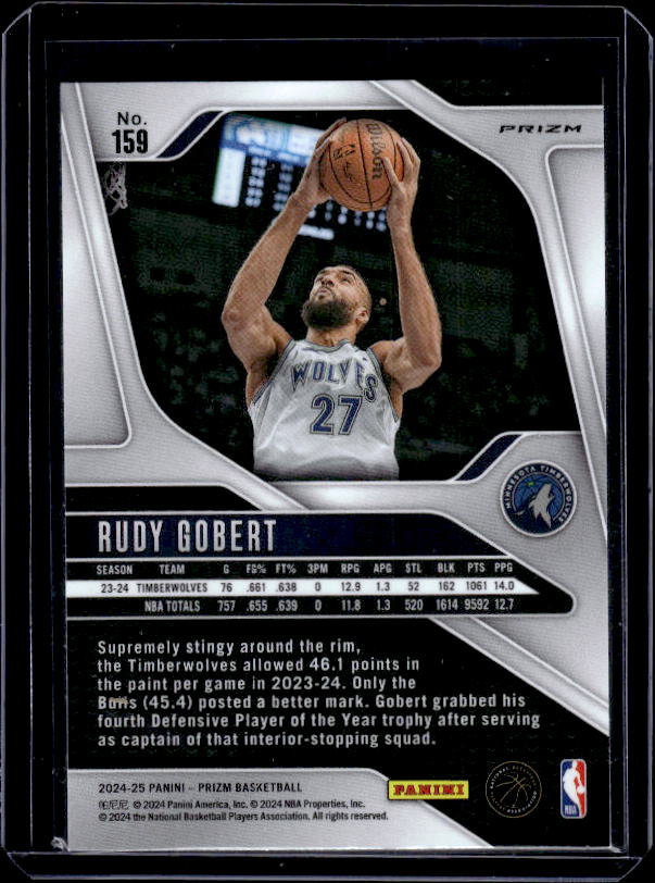2024-25 Panini Prizm #159 Rudy Gobert Prizms Green