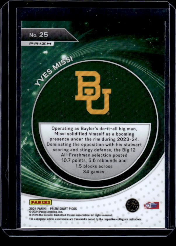 2024 Panini Prizm Draft Picks #25 Yves Missi Student Orientation Prizms Silver