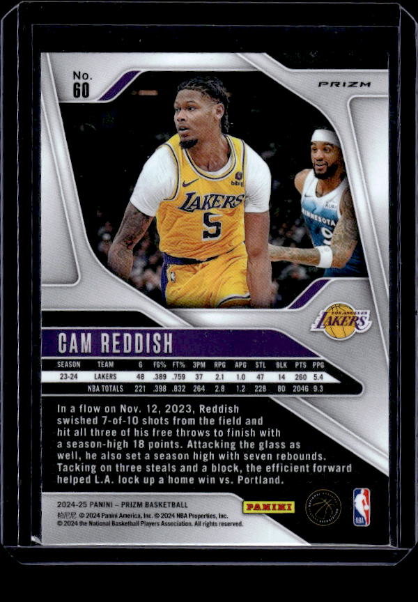 2024-25 Panini Prizm #60 Cam Reddish Prizms Orange Ice