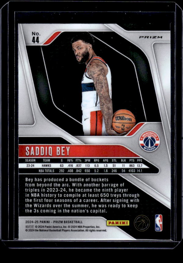 2024-25 Panini Prizm #44 Saddiq Bey Prizms Orange Ice