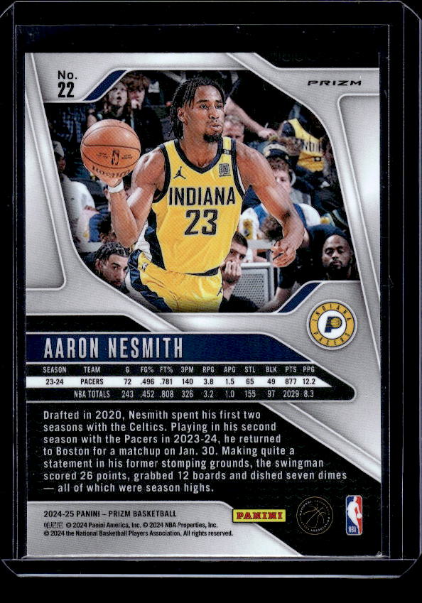 2024-25 Panini Prizm #22 Aaron Nesmith Prizms Orange Ice