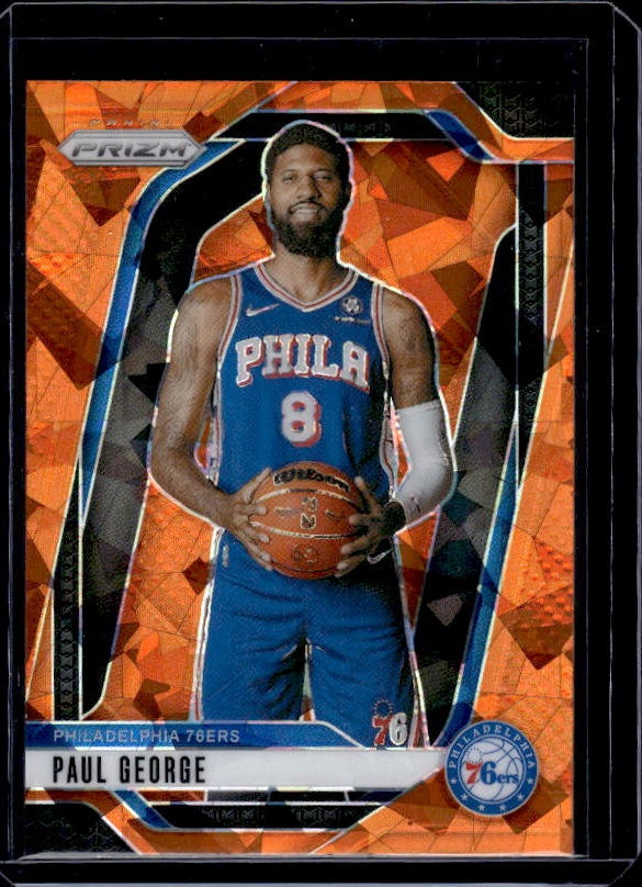 2024-25 Panini Prizm #50 Paul George Prizms Orange Ice