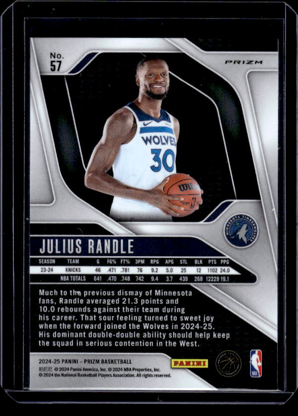 2024-25 Panini Prizm #57 Julius Randle Prizms Green