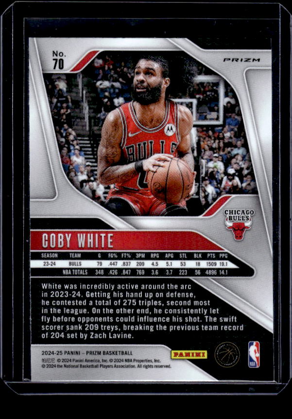 2024-25 Panini Prizm #70 Coby White Prizms Green Ice