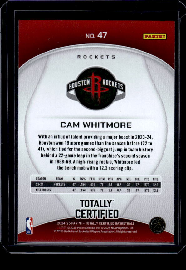 2024-25 Panini Totally Certified #47 Cam Whitmore Mirror Bronze