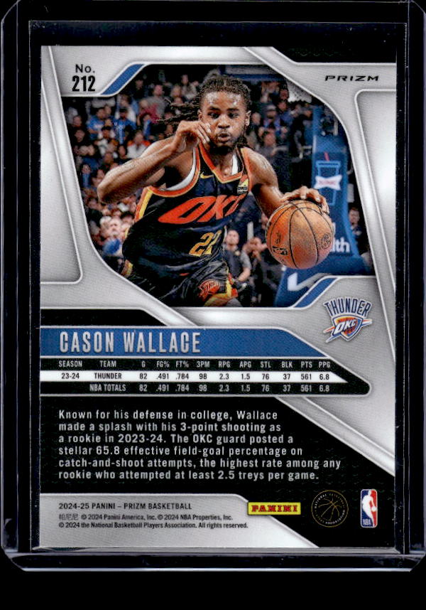 2024-25 Panini Prizm #212 Cason Wallace Prizms Orange Ice