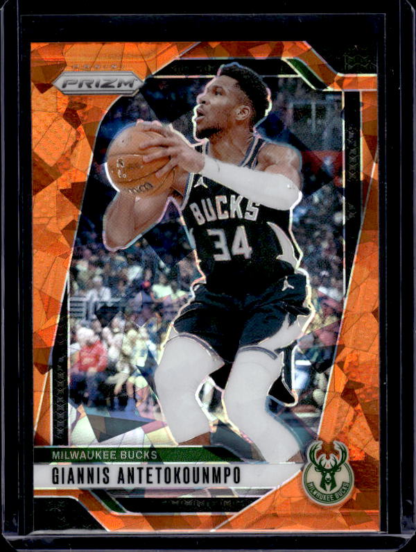 2024-25 Panini Prizm #85 Giannis Antetokounmpo Prizms Orange Ice
