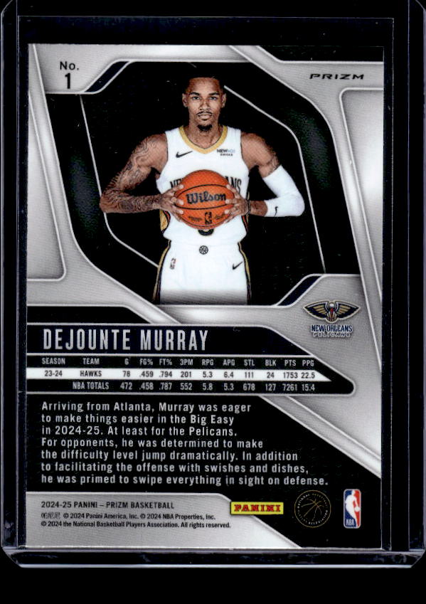 2024-25 Panini Prizm #1 Dejounte Murray Prizms Orange Ice