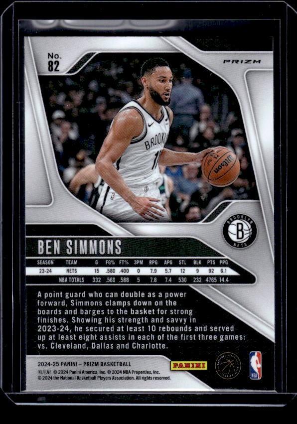 2024-25 Panini Prizm #82 Ben Simmons Prizms Green