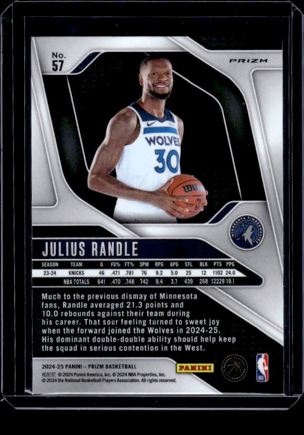 2024-25 Panini Prizm #57 Julius Randle Prizms Orange Ice