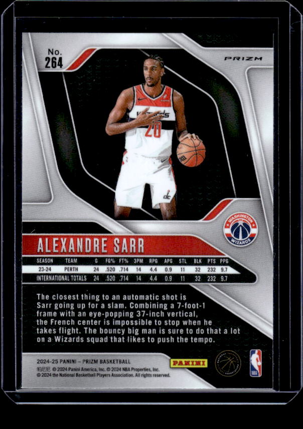 2024-25 Panini Prizm #264 Alexandre Sarr Prizms Orange Ice