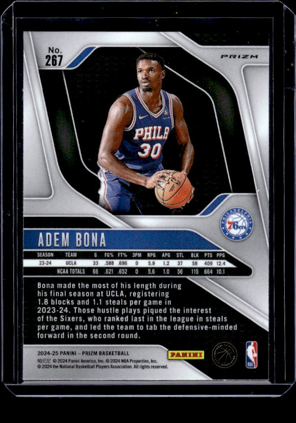 2024-25 Panini Prizm #267 Adem Bona Prizms Orange Ice
