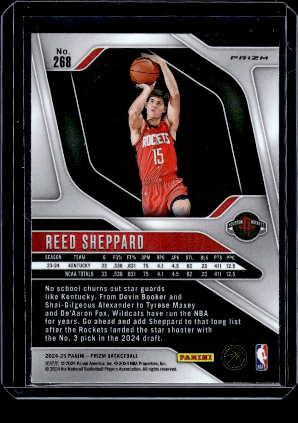 2024-25 Panini Prizm #268 Reed Sheppard Prizms Silver
