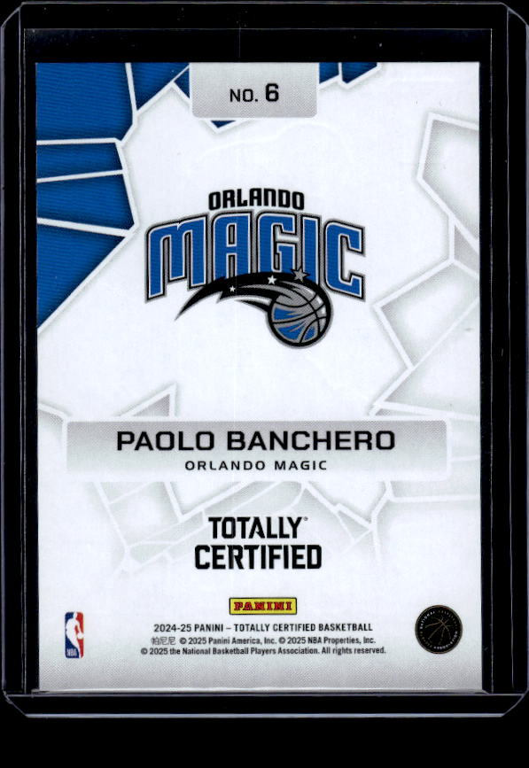 2024-25 Panini Totally Certified #6 Paolo Banchero Rock the Rim