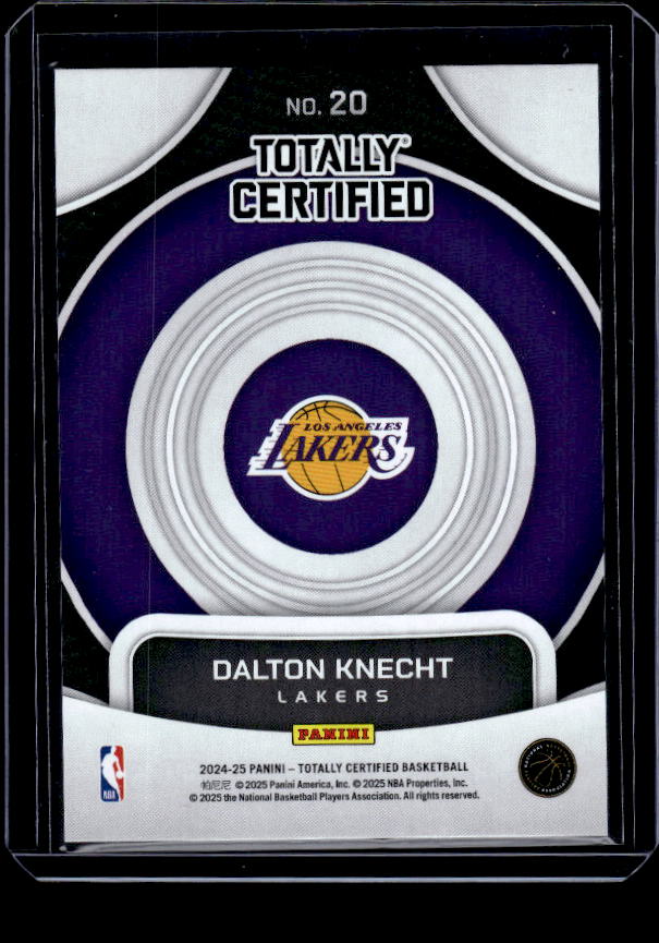 2024-25 Panini Totally Certified #20 Dalton Knecht On Target