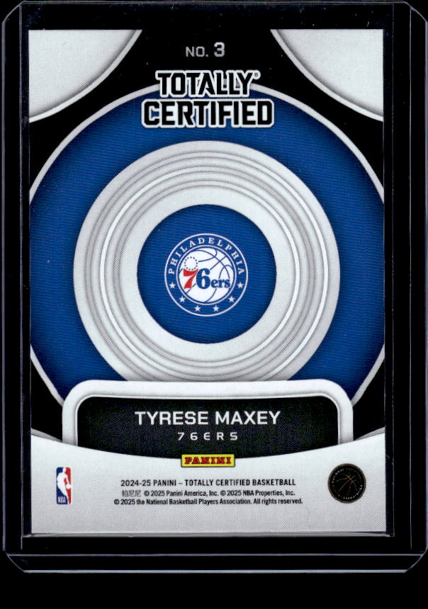 2024-25 Panini Totally Certified #3 Tyrese Maxey On Target Mirror