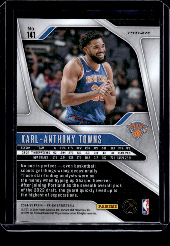 2024-25 Panini Prizm #141 Karl-Anthony Towns Prizms Silver