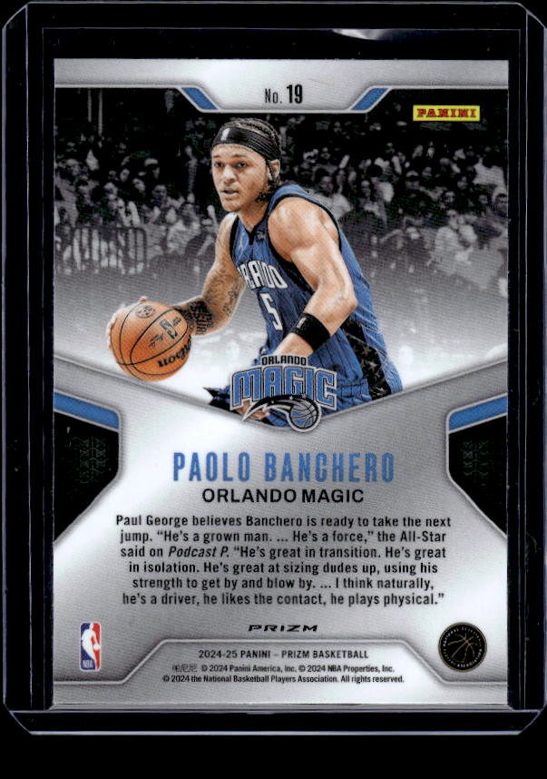 2024-25 Panini Prizm #19 Paolo Banchero Dominance Prizms Silver