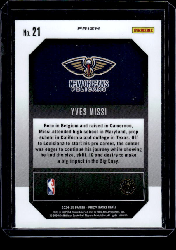 2024-25 Panini Prizm #21 Yves Missi Emergent Prizms Silver