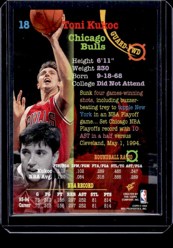 1994-95 Stadium Club #18 Toni Kukoc