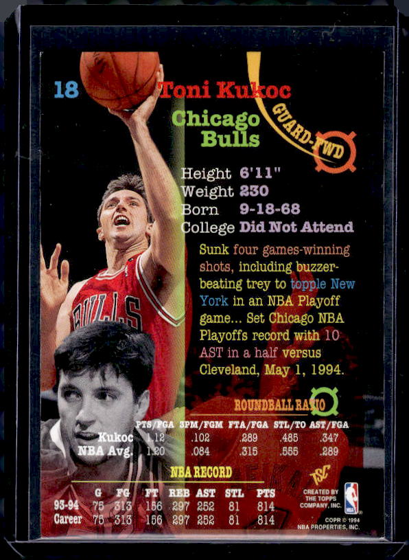 1994-95 Stadium Club #18 Toni Kukoc