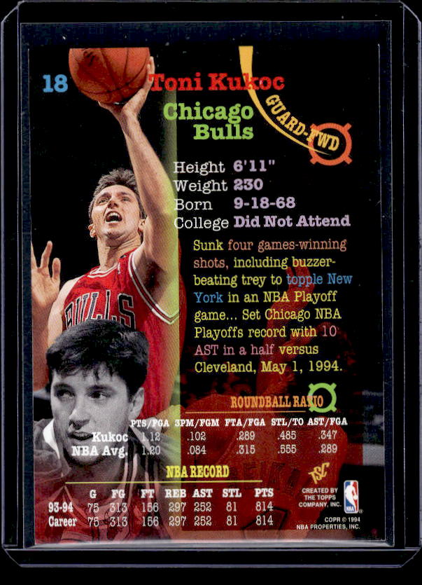 1994-95 Stadium Club #18 Toni Kukoc
