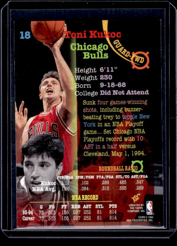 1994-95 Stadium Club #18 Toni Kukoc