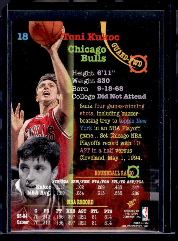 1994-95 Stadium Club #18 Toni Kukoc