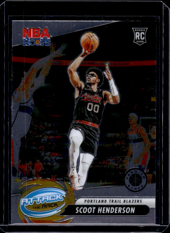 2023-24 Hoops Premium Stock #6 Scoot Henderson Attack The Rack Silver Prizm