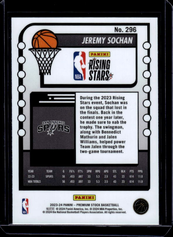 2023-24 Hoops Haunted Hoops #296 Jeremy Sochan