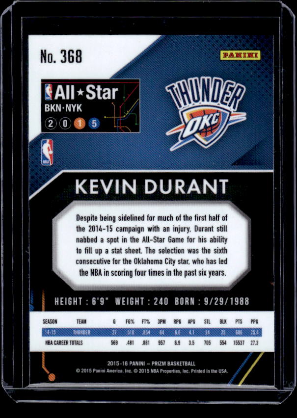 2015-16 Panini Prizm #368 Kevin Durant