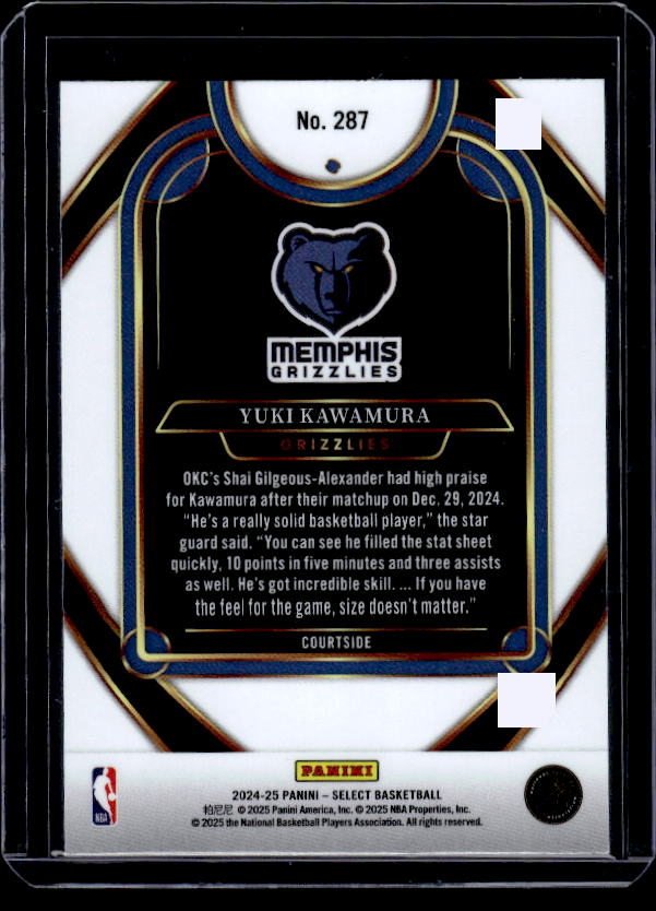 2024-25 Panini Select #287 Yuki Kawamura