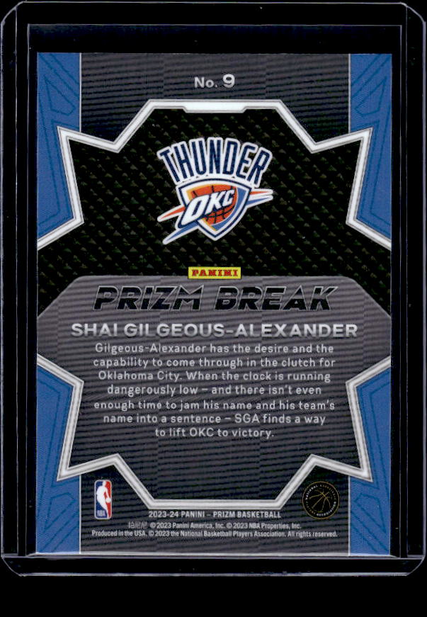 2023-24 Panini Prizm #9 Shai Gilgeous-Alexander Prizm Break