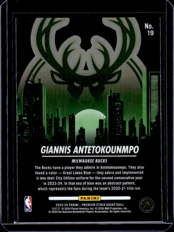 2023-24 Hoops Premium Stock #19 Giannis Antetokounmpo City Edition