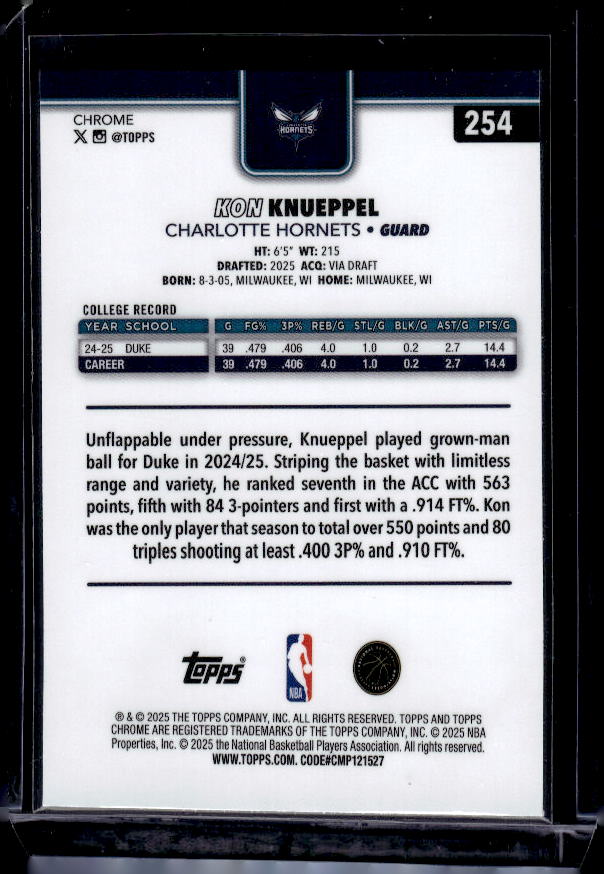 2025-26 Topps Chrome #254 Kon Knueppel