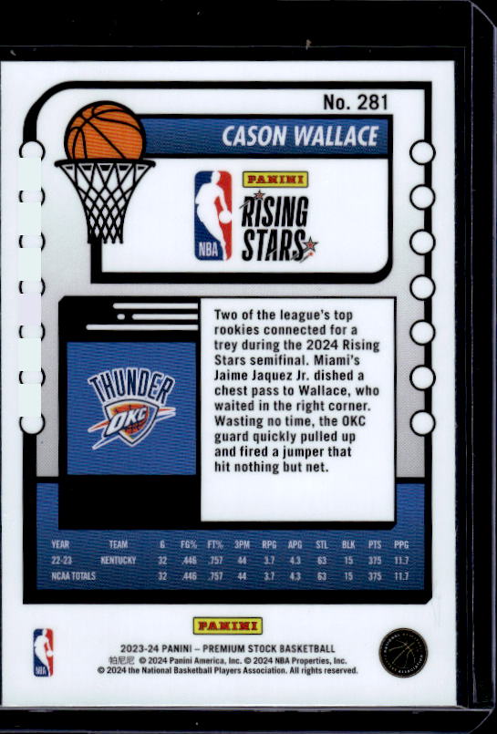 2023-24 Hoops Premium Stock #281 Cason Wallace