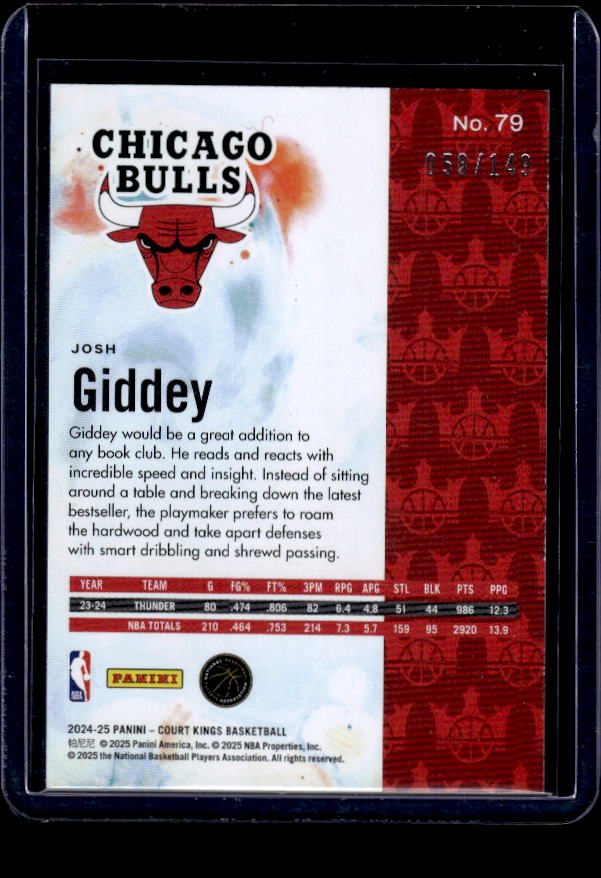 2024-25 Panini Court Kings #79 Josh Giddey Ruby #/149