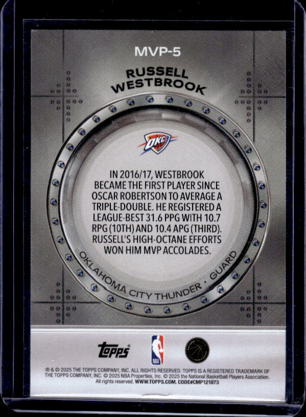 2025-26 Topps #MVP-5 Russell Westbrook MVP Vault