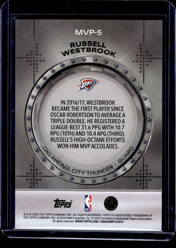2025-26 Topps #MVP-5 Russell Westbrook MVP Vault