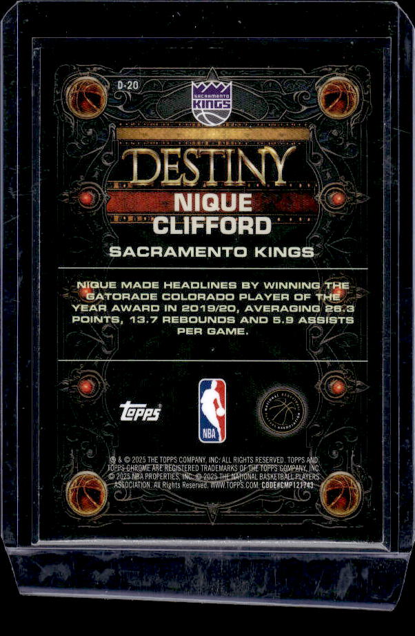 2025-26 Topps Chrome #D-20 Nique Clifford Destiny