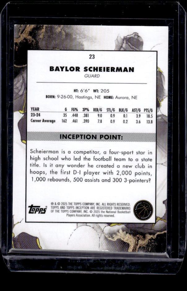 2024-25 Topps Inception #23 Baylor Scheierman Purple #/150