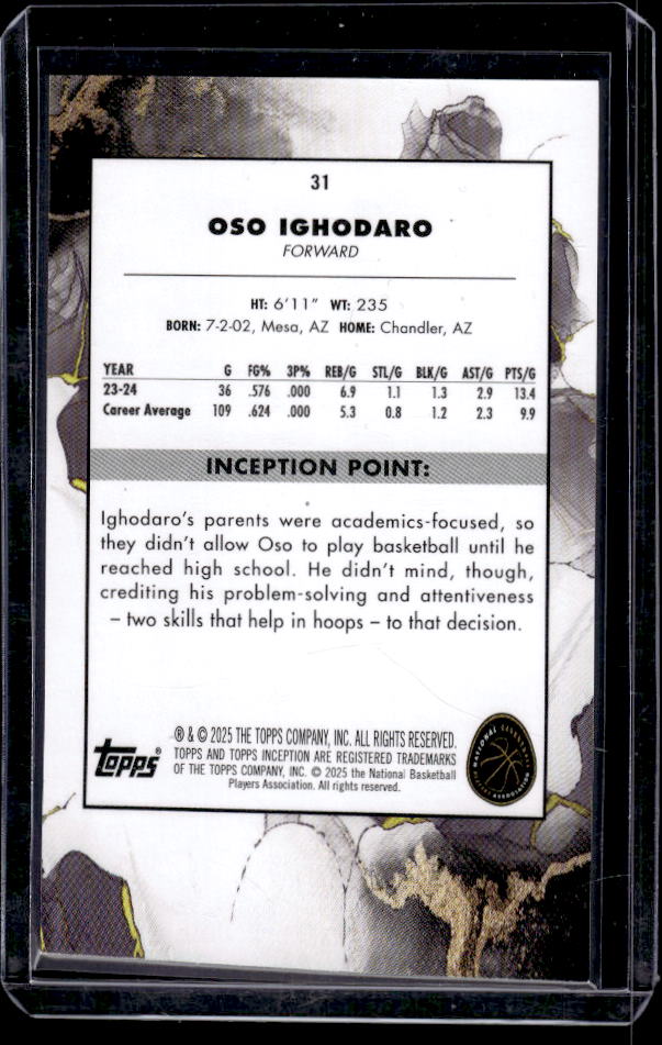 2024-25 Topps Inception #31 Oso Ighodaro