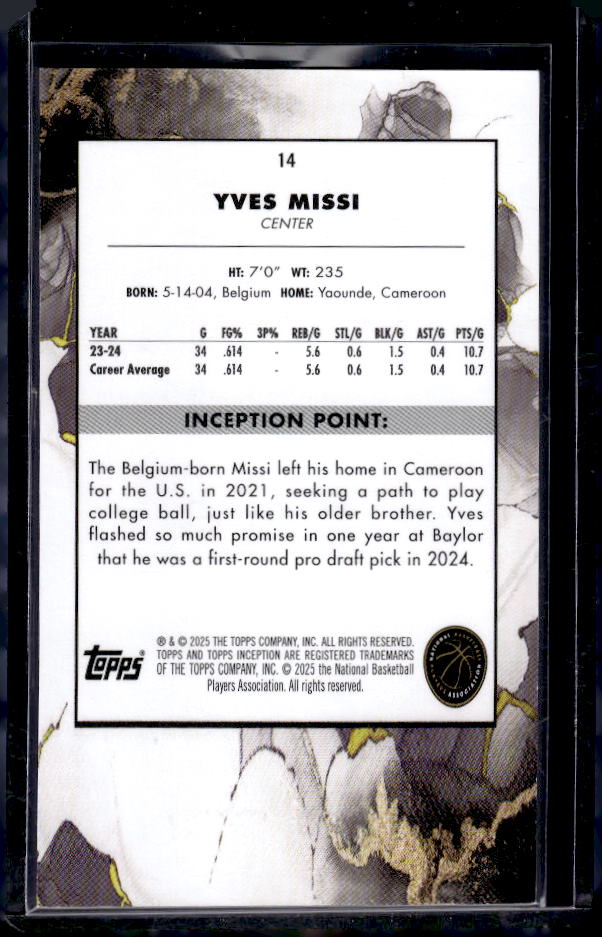 2024-25 Topps Inception #14 Yves Missi Green